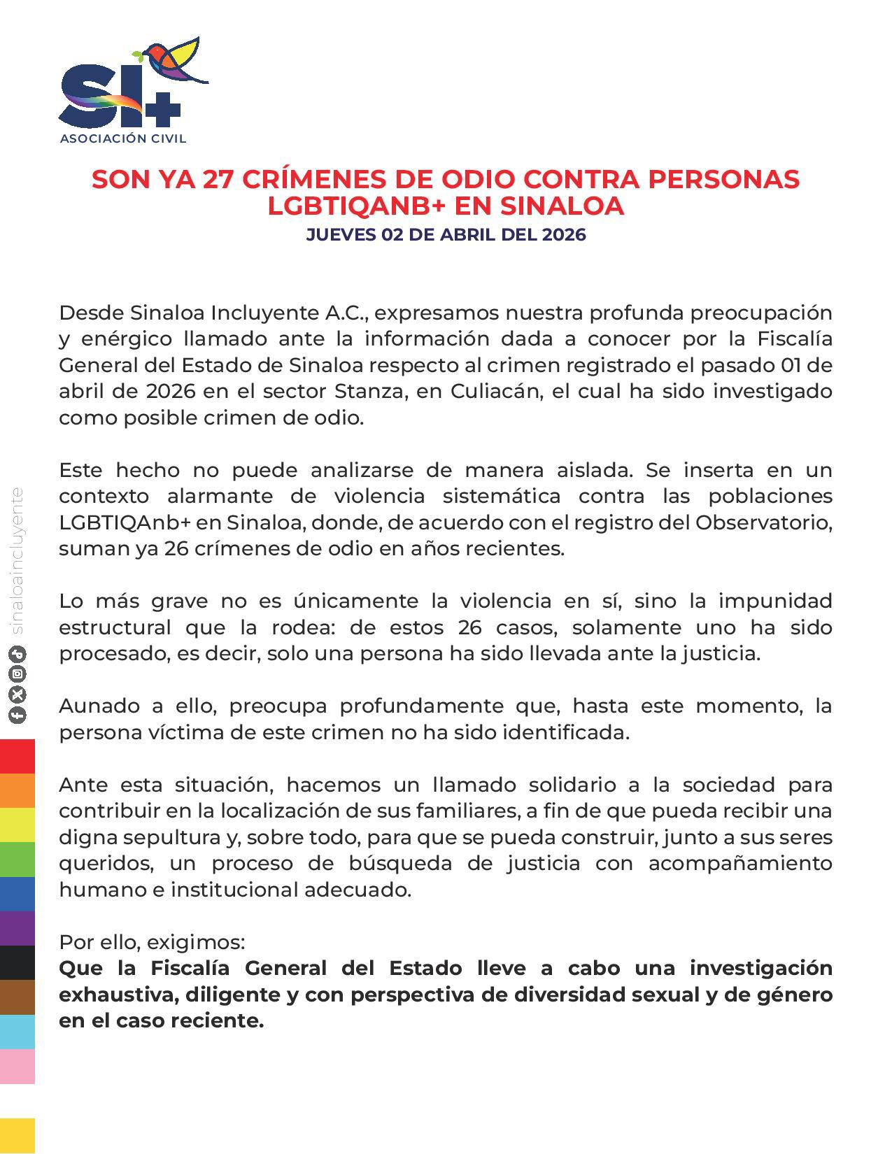 $!Suman 27 crímenes de odio contra personas LGBTIQANB+ en Sinaloa