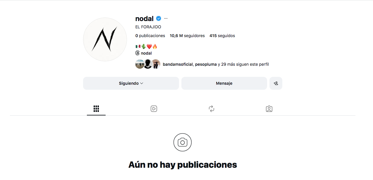$!Nodal borró todo su contenido, y lo presenta como El Forajido.