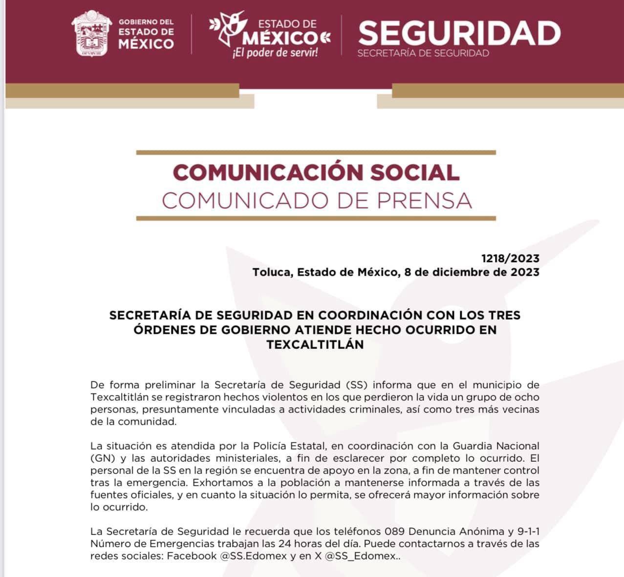 $!Pobladores de Texcaltitlán, en el EdoMex, enfrentan a delincuentes; hay 11 muertos