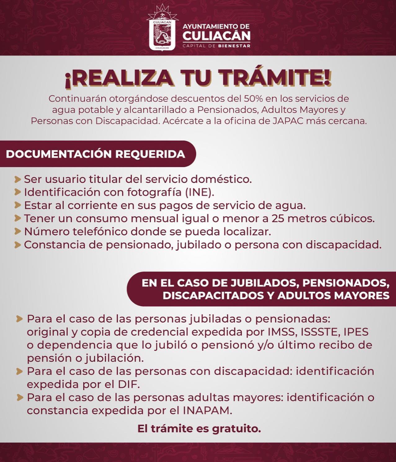 $!Ya puedes tramitar el descuento en el agua potable si eres adulto mayor o persona discapacitada, en Culiacán
