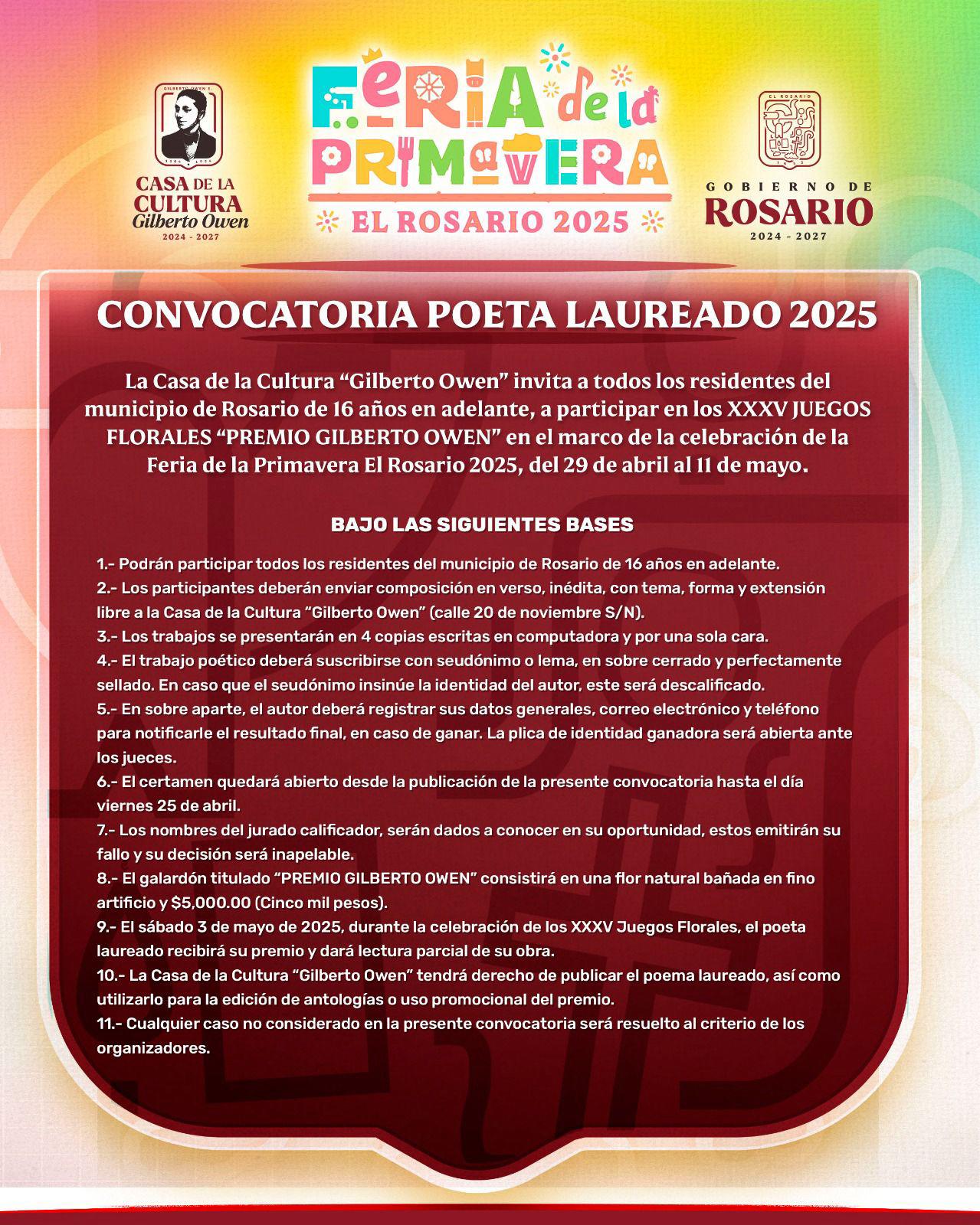 $!Lanzan convocatoria para poeta laureado de la Feria de la Primavera, en Rosario