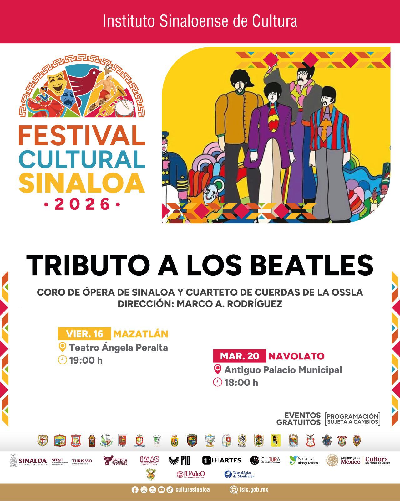 $!El Coro de Ópera de Sinaloa y el Cuarteto de Cuerdas de la OSSLA rendirán homenaje a Los Beatles en el Teatro Ángela Peralta.