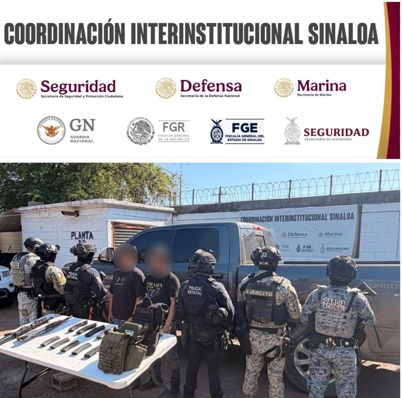 $!Detienen a dos hombres y les aseguran una camioneta con armamento en Eldorado