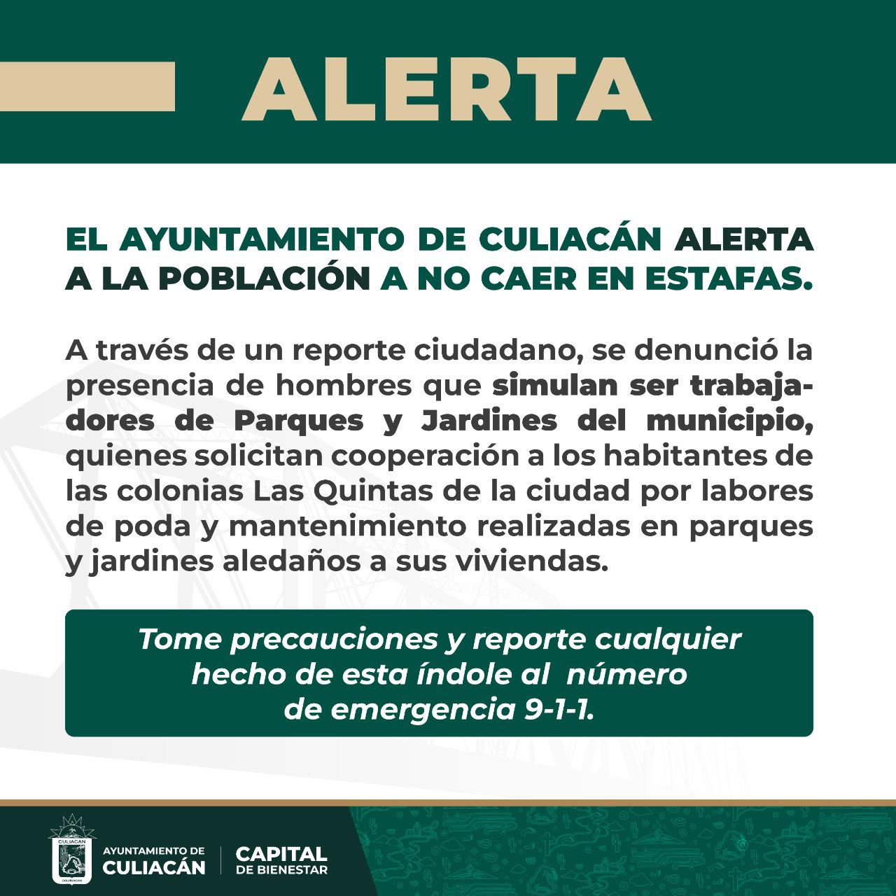 $!Alerta Ayuntamiento de Culiacán sobre personas que se hacen pasar por trabajadores municipales para estafar