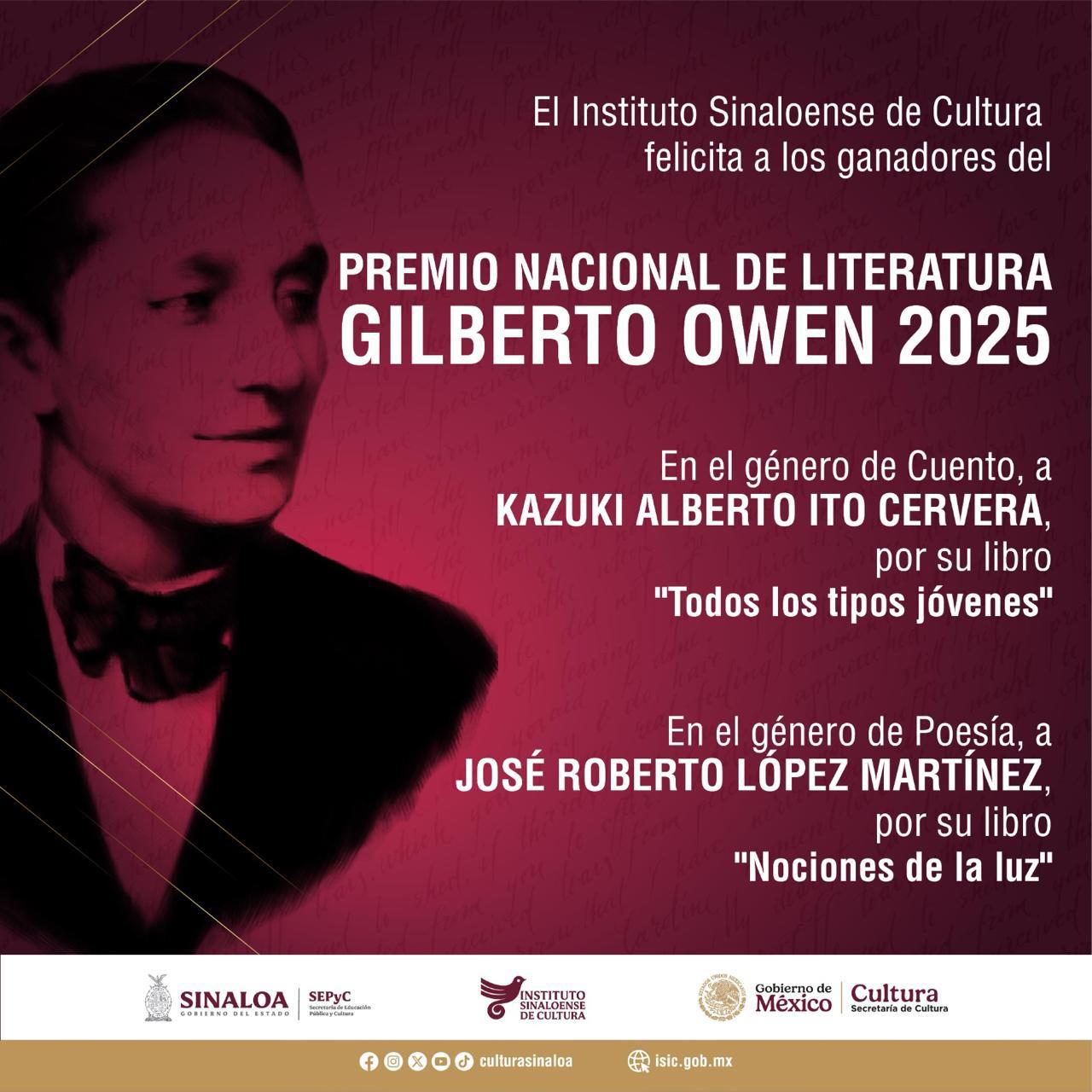 $!Ganan José Roberto López y Kazuki Alberto Ito Cervera, el Premio Gilberto Owen 2025
