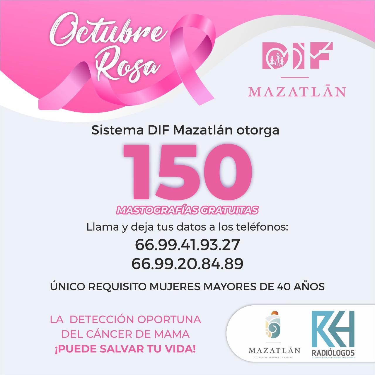 $!Otorgará DIF Mazatlán 150 mastografías sin costo para la detección temprana del cáncer de mama