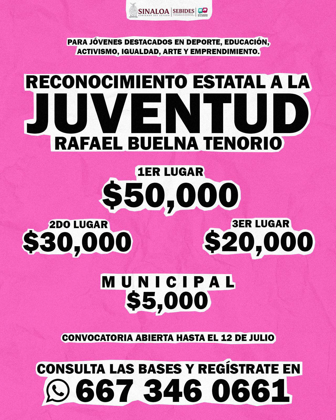 $!Sinaloa lanza convocatoria para el Reconocimiento Estatal a la Juventud ‘Rafael Buelna Tenorio’ 2026