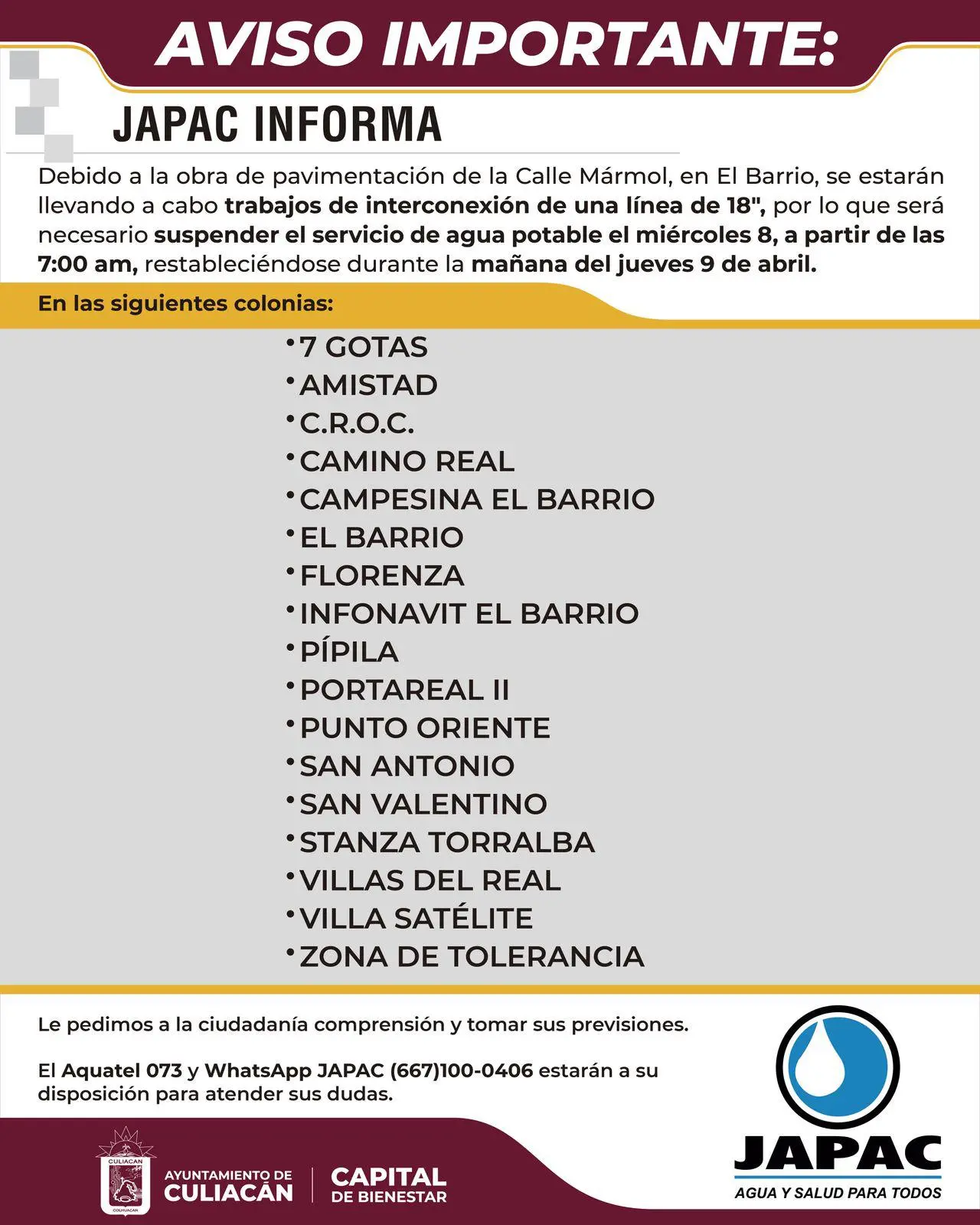$!Se quedarán sin agua 16 colonias de la zona de El Barrio, en Culiacán, por obras de pavimentación