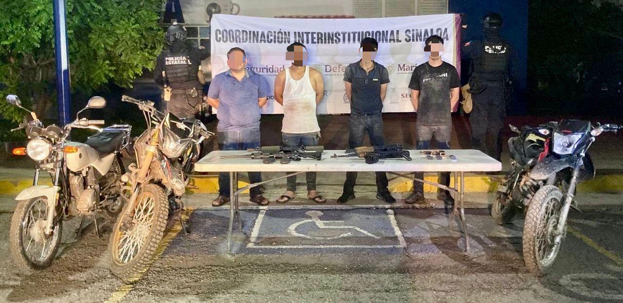 $!Detienen a 4 civiles armados durante operativo en Villa Juárez, Navolato