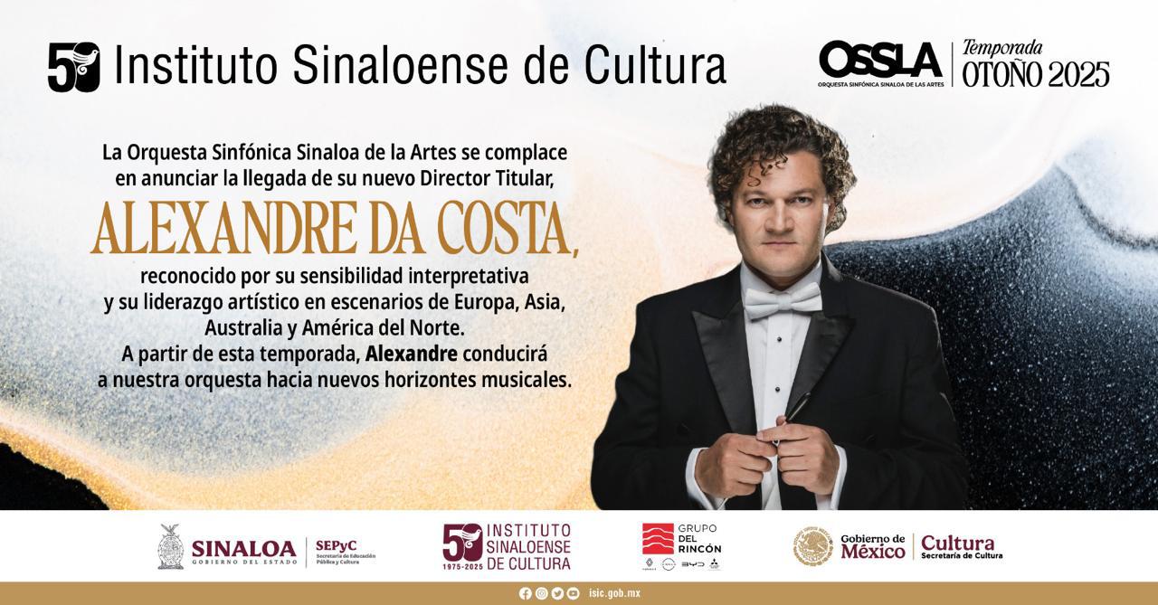 $!El jueves 25 y domingo 28 de septiembre tomará la batuta de la OSSLA, el maestro Alexandre Da Costa con un programa dentro de los festejos de aniversario de Culiacán.