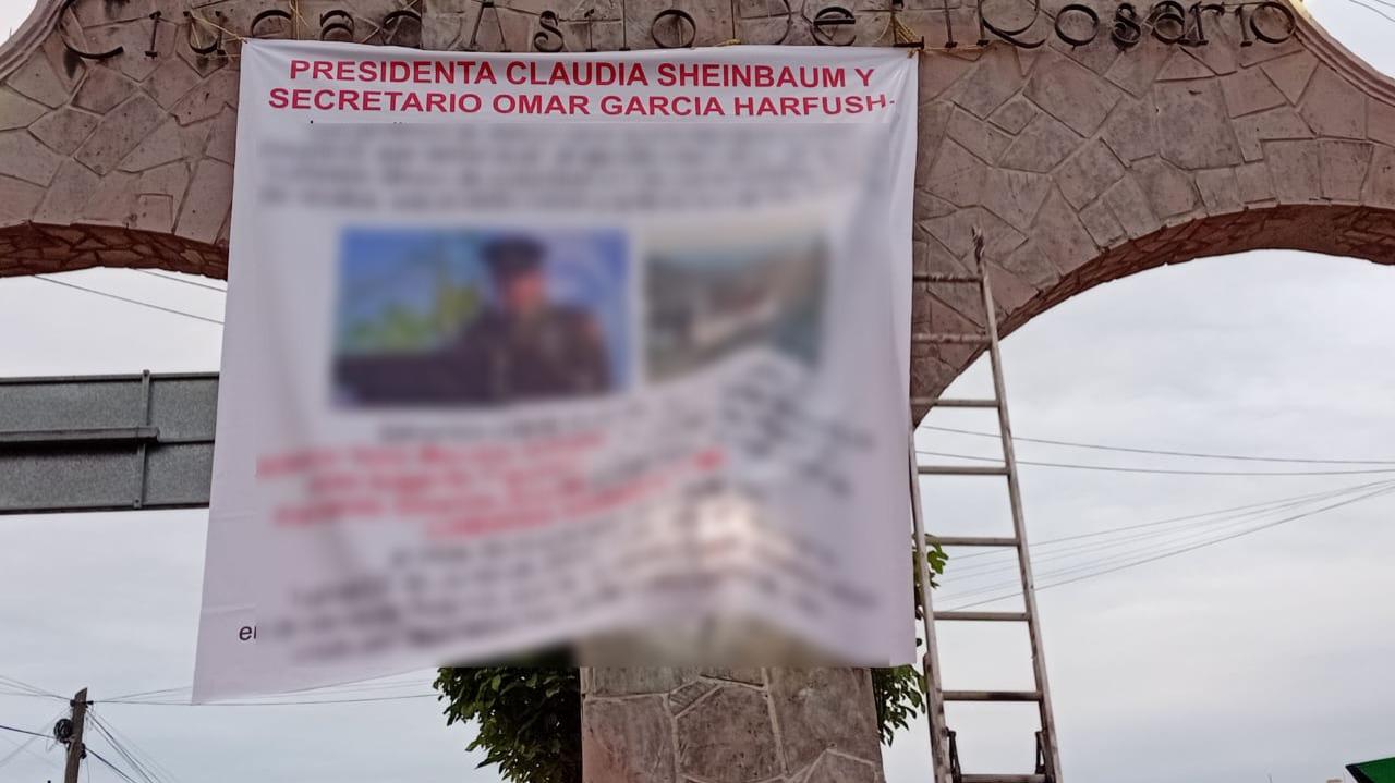 $!Dejan lonas con mensajes en Rosario, Concordia, Escuinapa y Villa Unión