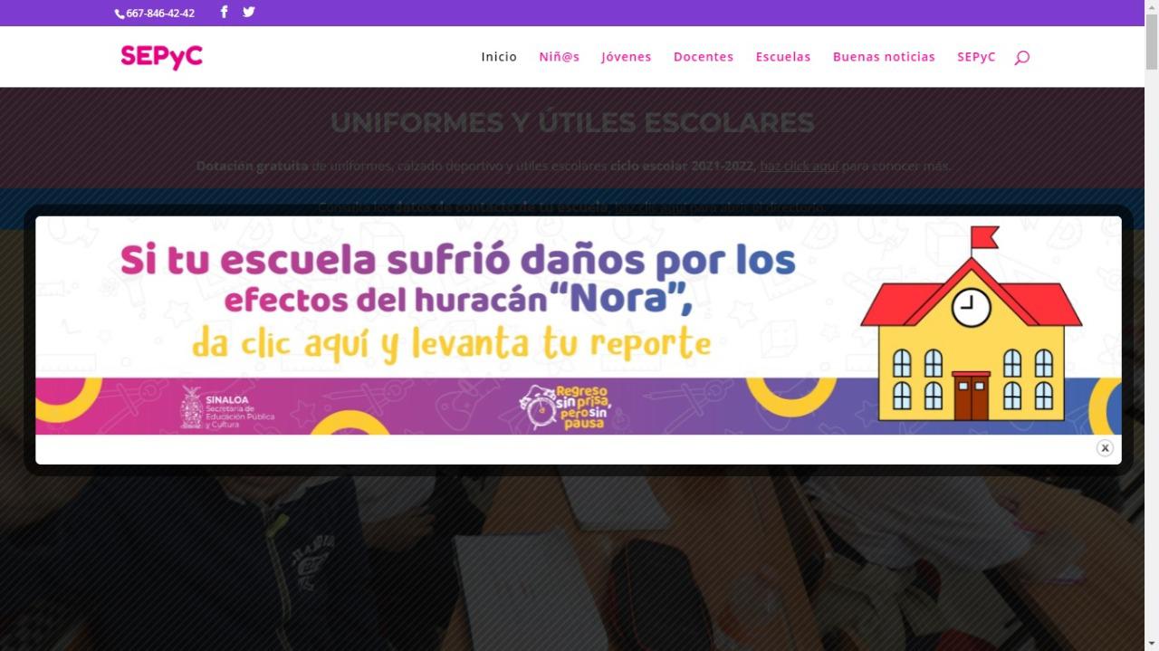 $!SEPyC habilita plataforma para reporte de daños a escuelas por paso de ‘Nora’
