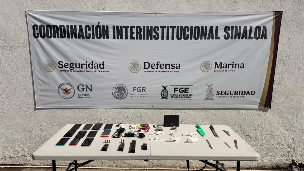 $!Aseguran terminal bancaria durante revisión en el penal de Aguaruto; hallan armas y droga