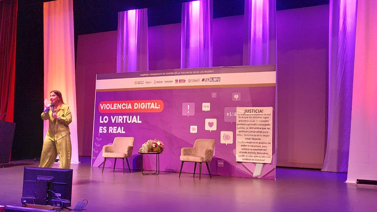 $!Dignora Valdez exige a Ahome aceptar recomendación por violencia de género; se manifiesta en conferencia