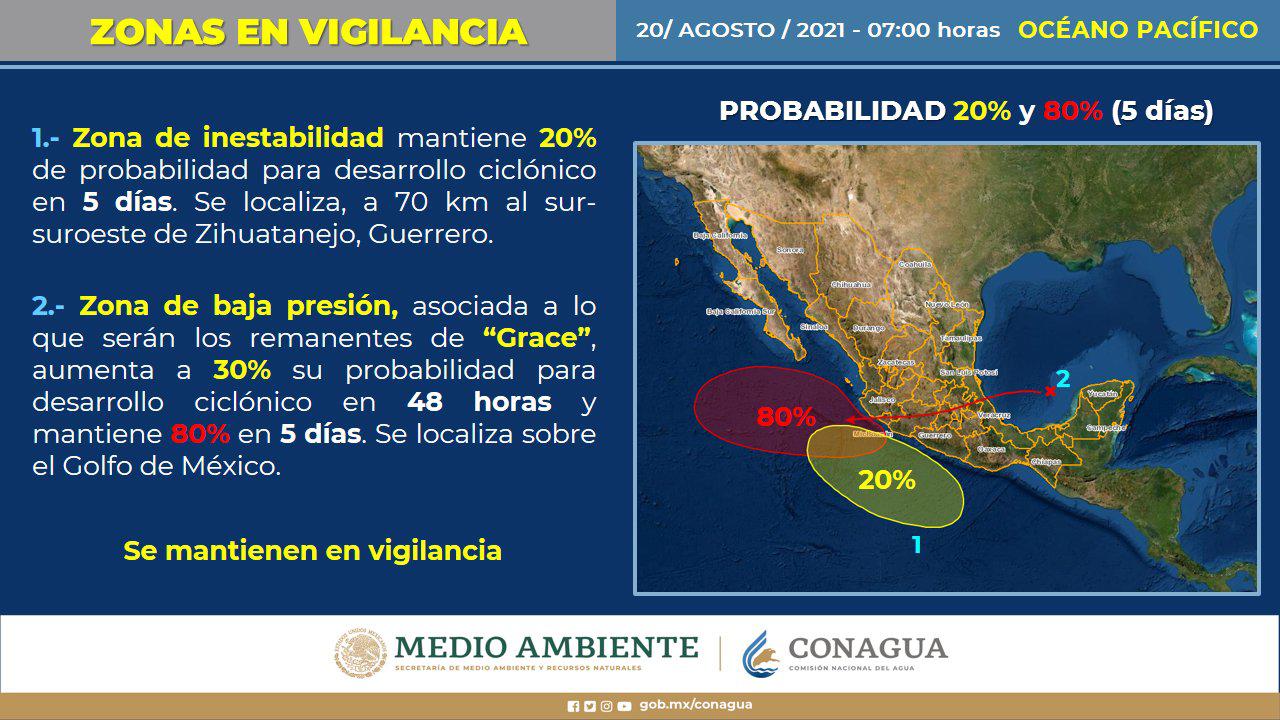 $!Grace se convierte otra vez en huracán y en los próximos días podría formar un ciclón en el Pacífico