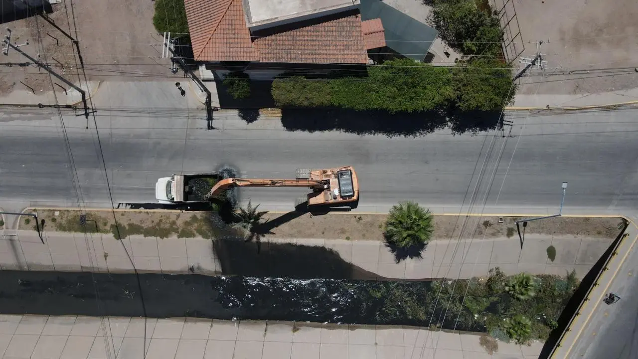 $!Avanza limpieza del dren Juárez en Ahome; desazolvarán tramo intacto desde 1934