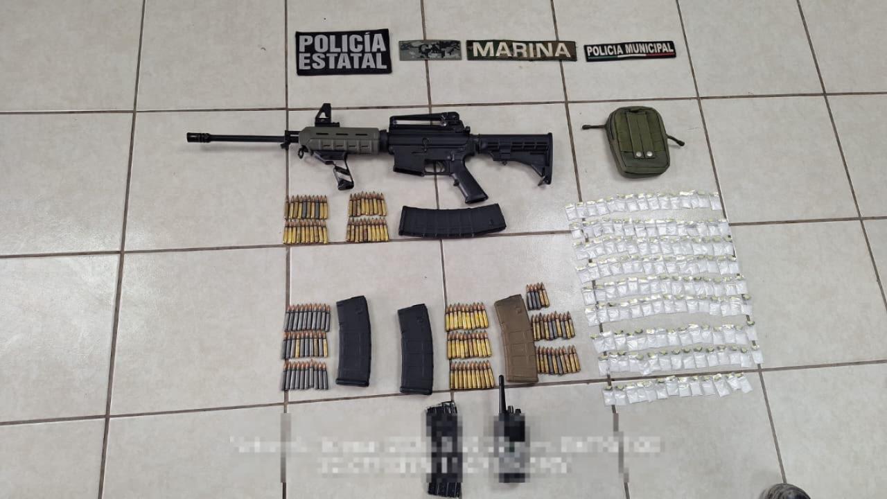 $!Marina aseguran arma de fuego y droga en Sonora