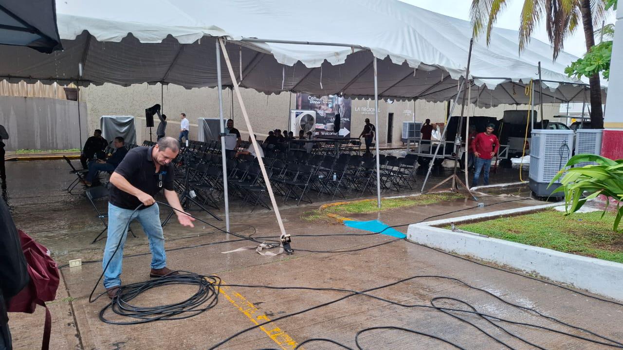 $!Se suspende inauguración del cárcamo pluvial en Mazatlán por lluvias de la tormenta Raymond