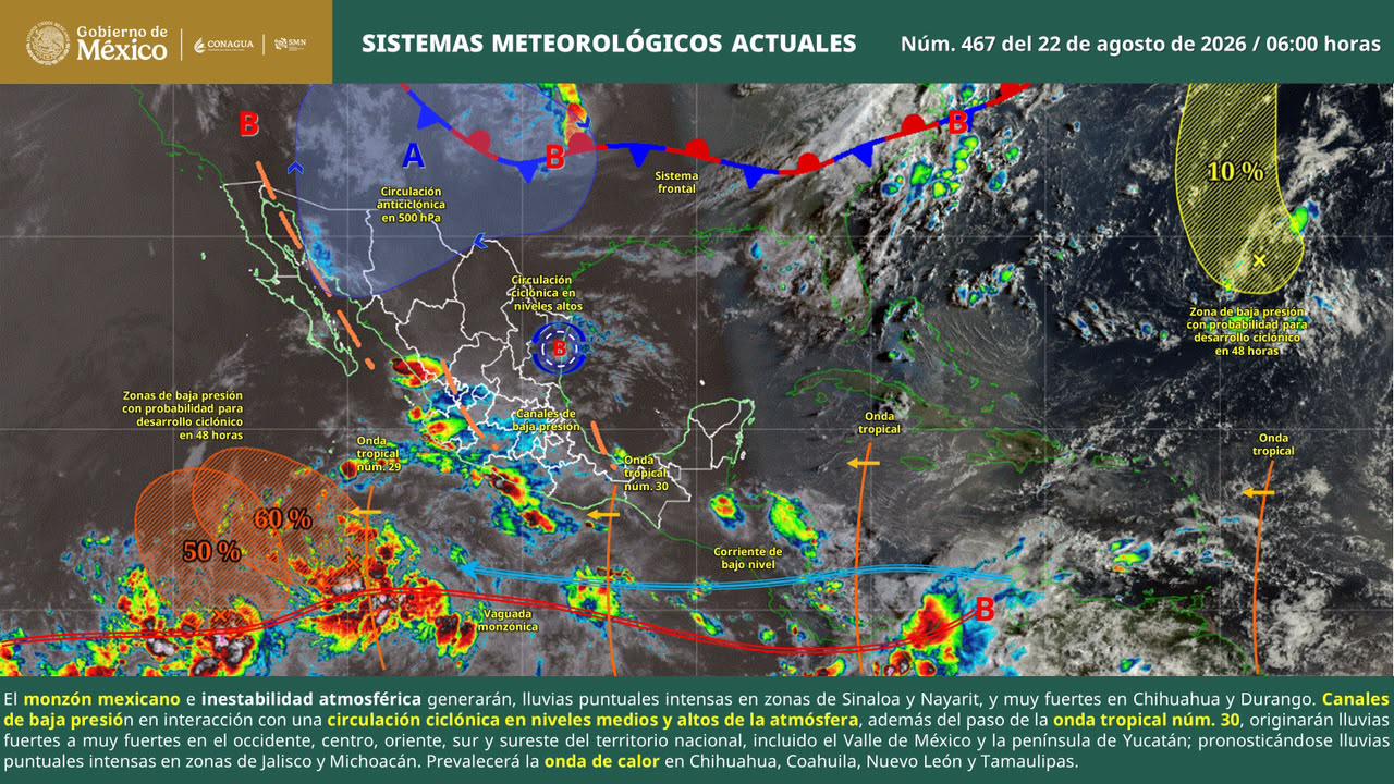 $!Prevén lluvias intensas en el sur de Sinaloa y temperaturas de hasta 45 grados