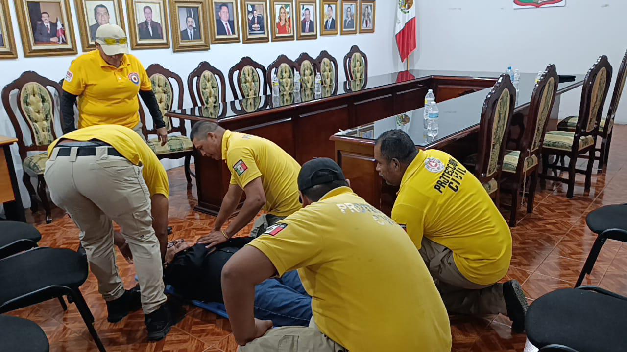 $!Realizan Simulacro Nacional en Ayuntamiento de Escuinapa
