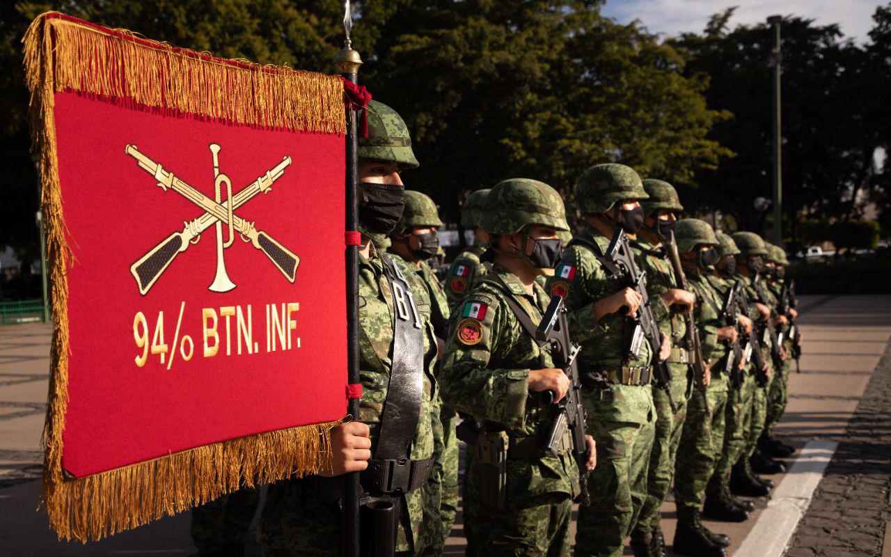 $!Realizan homenaje en el Palacio de Gobierno por el 109 aniversario del Ejército Mexicano