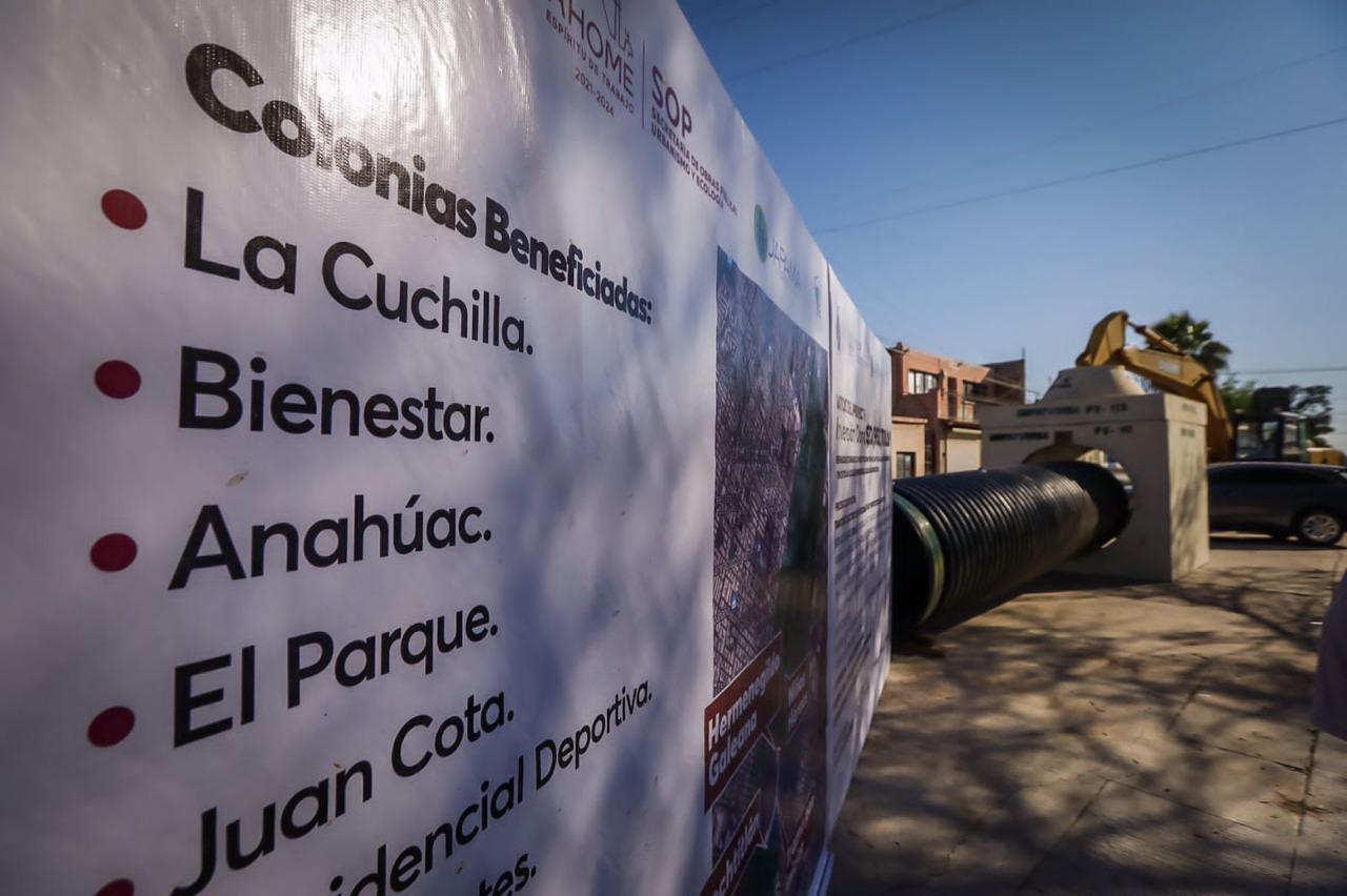 $!Rocha Moya inaugura el colector Niños Héroes en Los Mochis