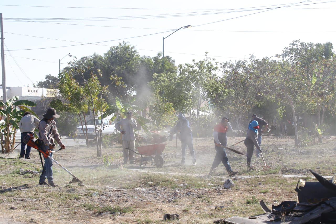 $!Realizan Jornada de Limpieza y Arborización en Avenida Santa Mónica, del Fraccionamiento Santa Fe