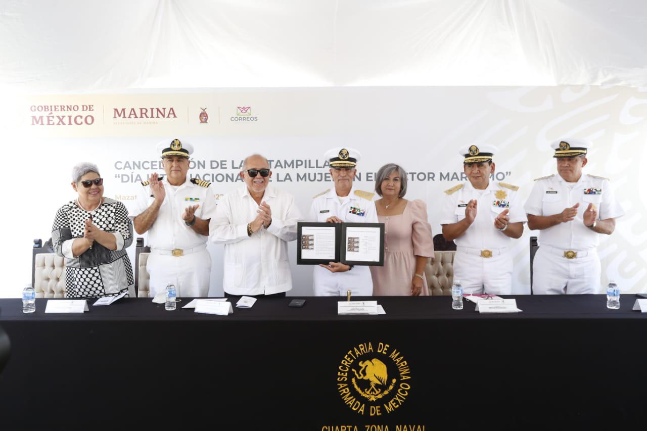$!Desde Mazatlán cancelan estampilla postal alusiva al Día Internacional de la Mujer en el Sector Marítimo