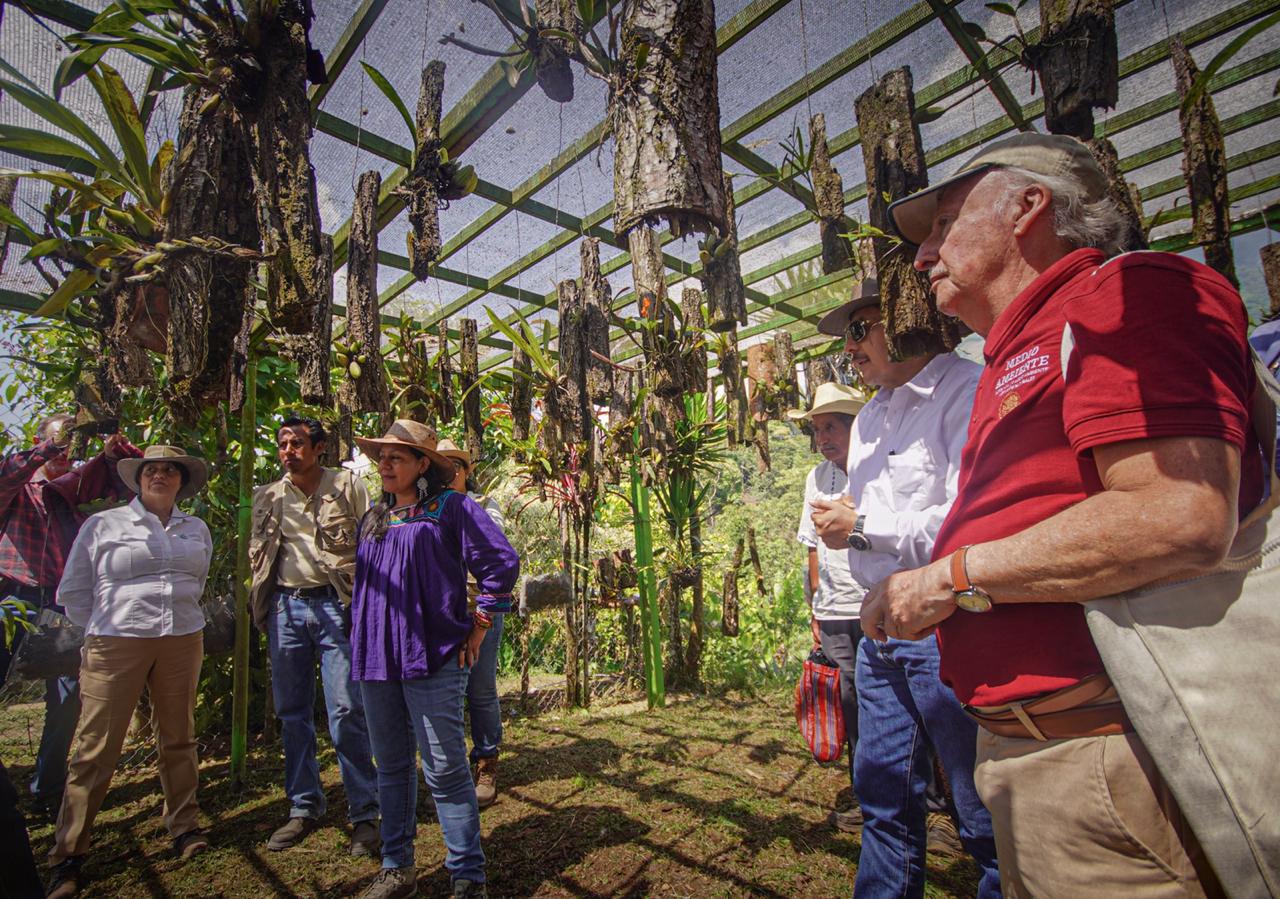 $!Víctor Manuel Toledo (de rojo) cuando era titular de la Semarnat y realizó una gira por Chiapas con otros funcionarios federales.