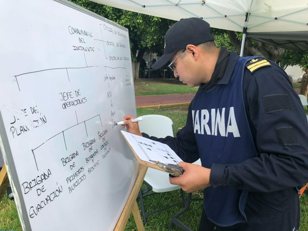$!Participan casi mil elementos navales en simulacro de sismo en Mazatlán