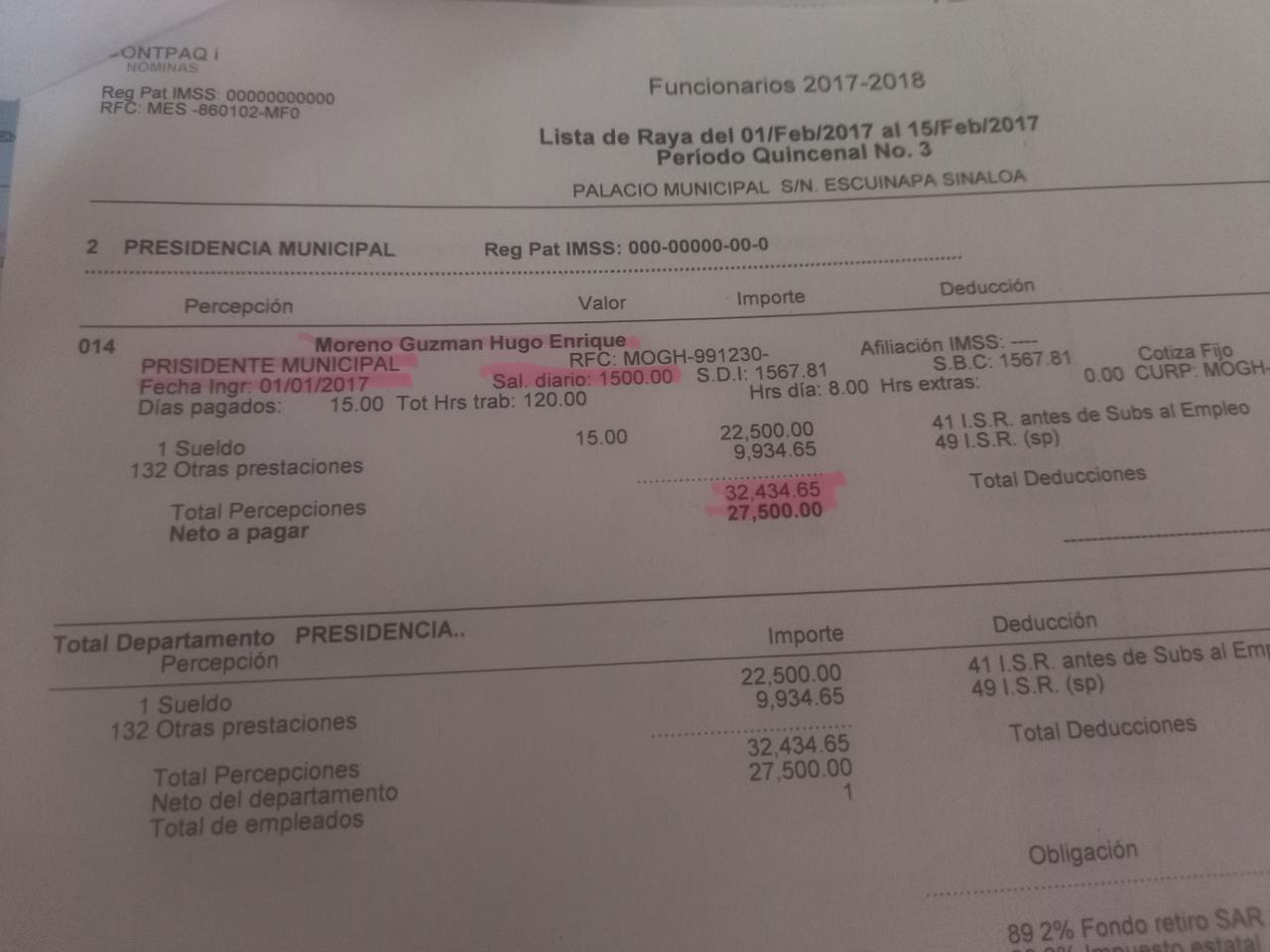 $!Emmett Soto Grave, Alcalde de Escuinapa, ‘presumió’ austeridad, pero las nóminas reflejan otra cosa