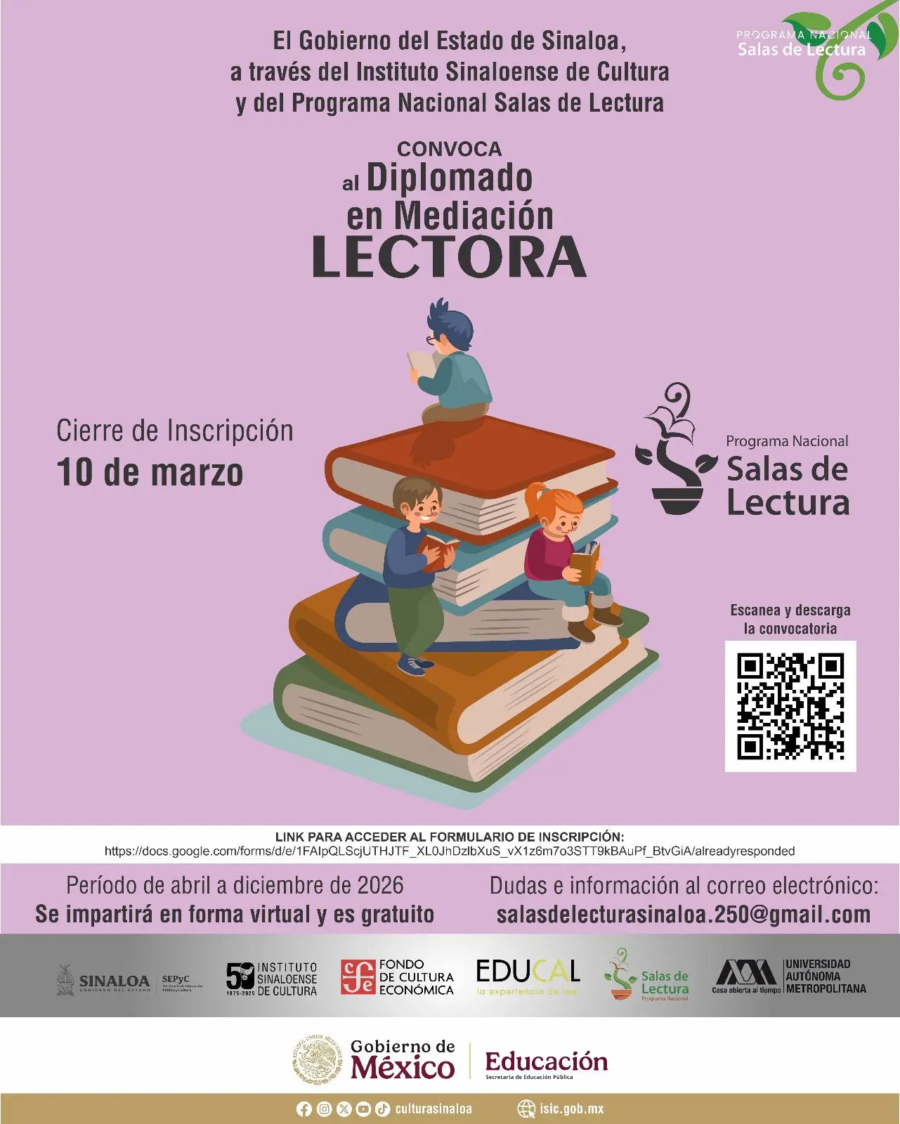 $!Invitan a participar en Diplomado en Mediación Lectora en línea