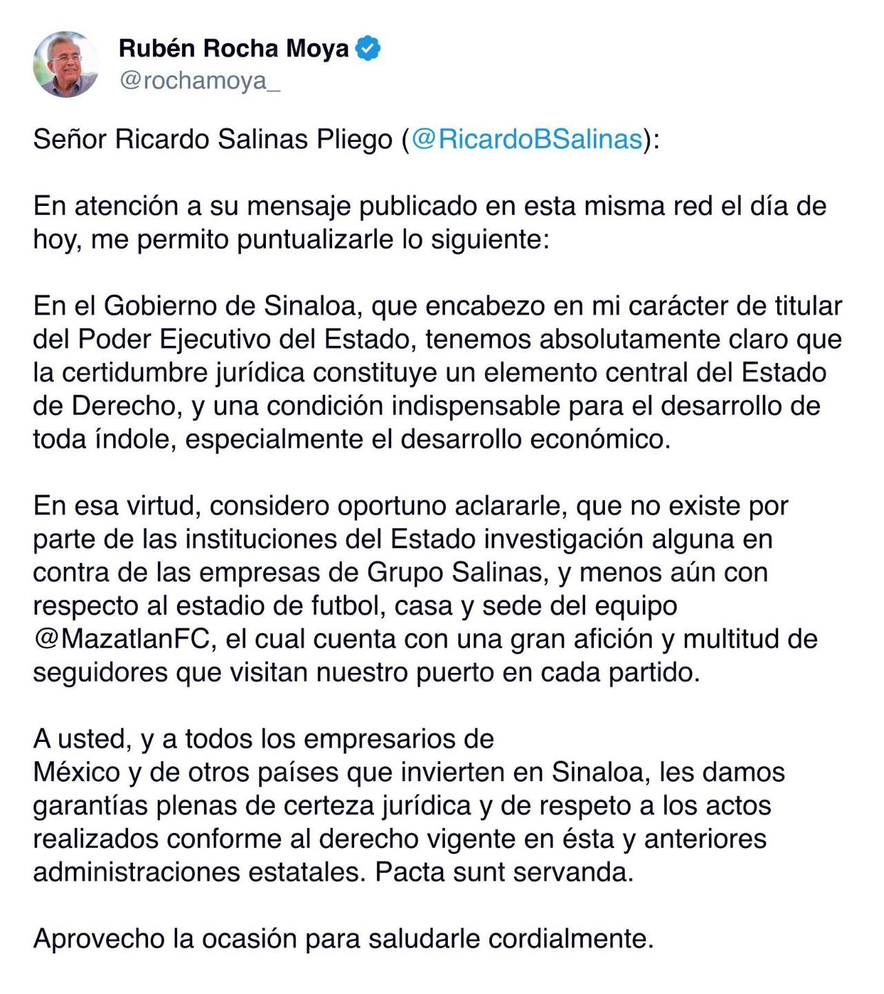 $!Salinas Pliego acusa persecución gubernamental en Sinaloa; el Gobernador se deslinda