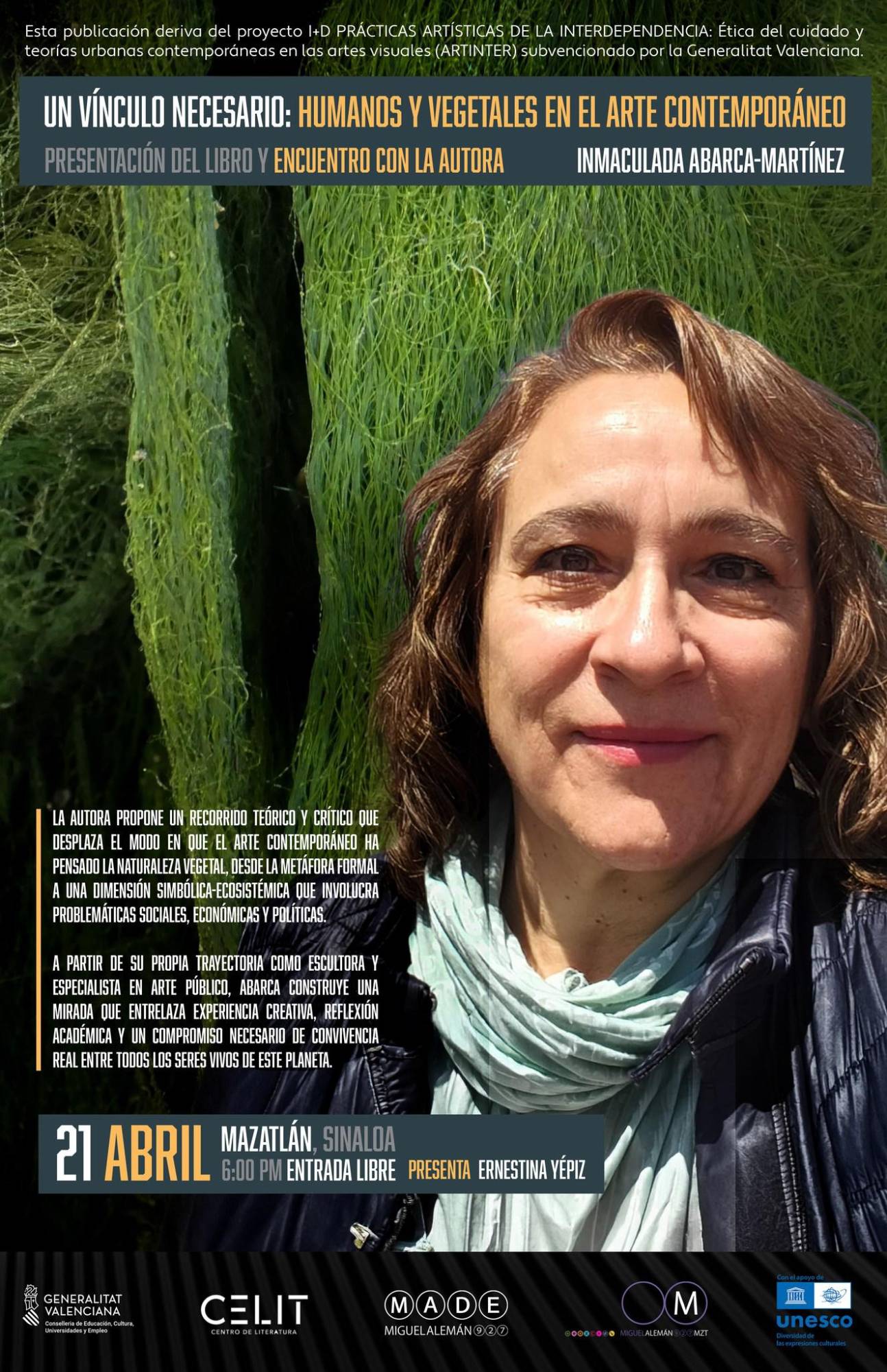 $!El 21 de abril se presentará en Mazatlán el libro ‘Un vínculo necesario: Humanos y vegetales en el arte contemporáneo’, de Inmaculada Abarca-Martínez.