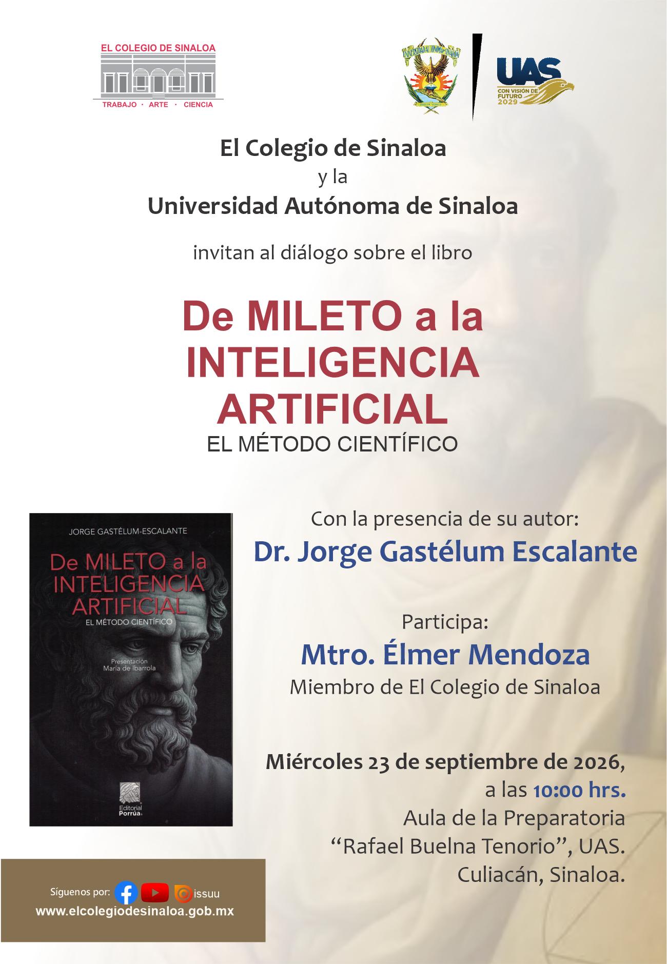 $!Hablarán Élmer Mendoza y Jorge Gastélum sobre Inteligencia Artificial