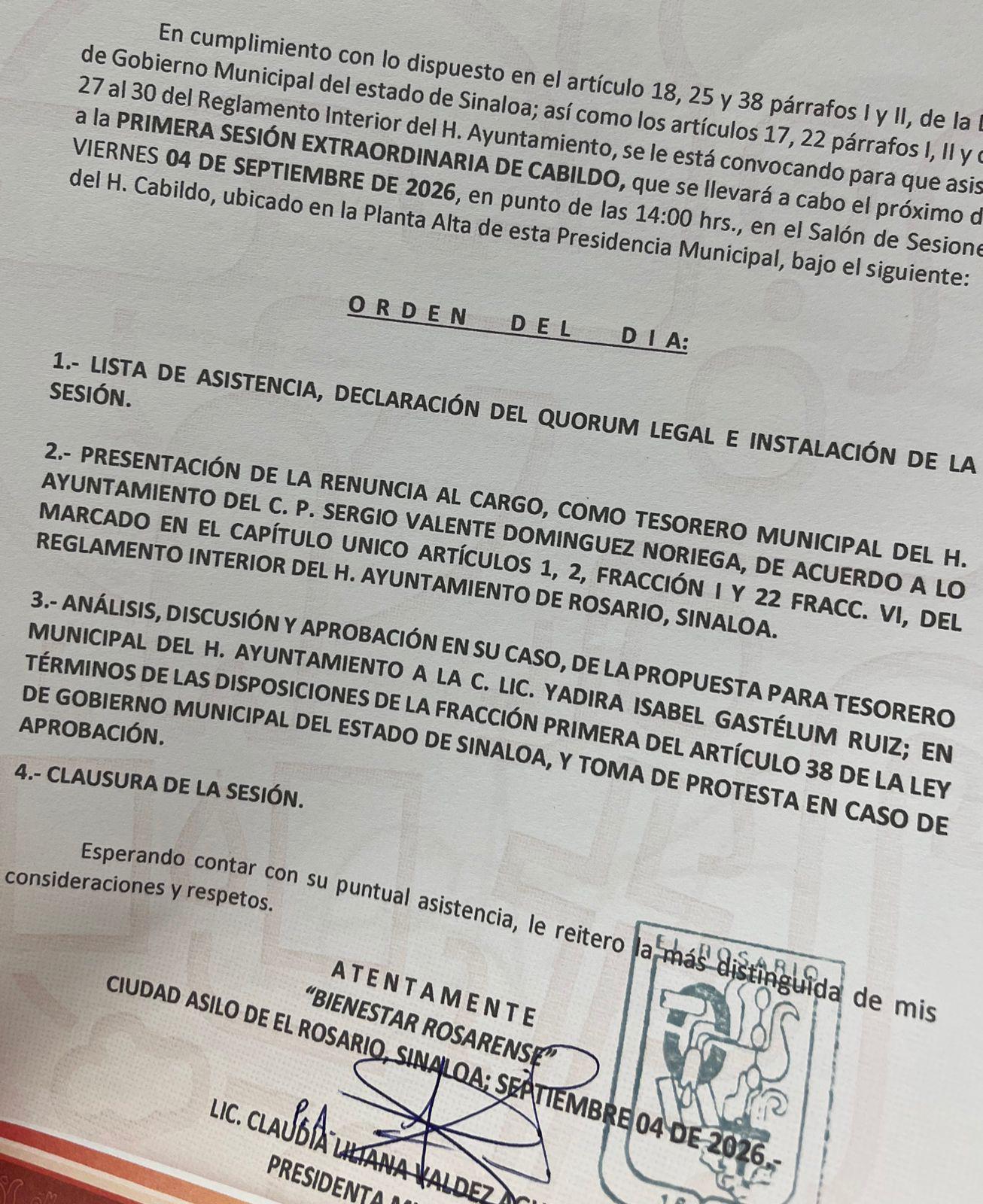 $!Tesorero presenta renuncia ante Cabildo y designan como única propuesta a Yadira Isabel Gastélum Ruiz