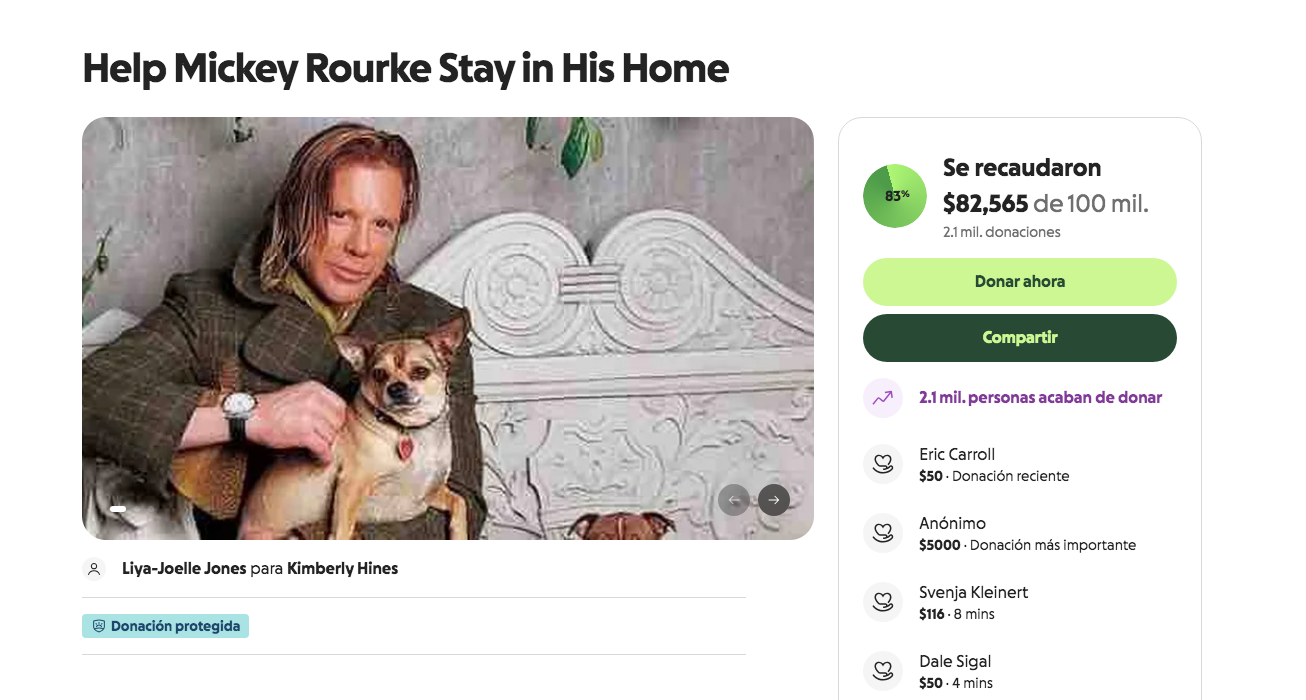 $!Lanza el actor Mickey Rourke una campaña para salvar su casa