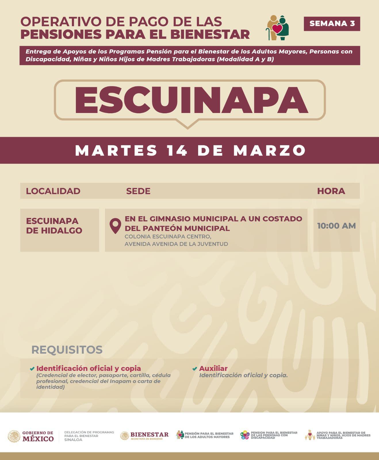 $!Pagan pensiones del Bienestar a los adultos mayores en Sinaloa este martes