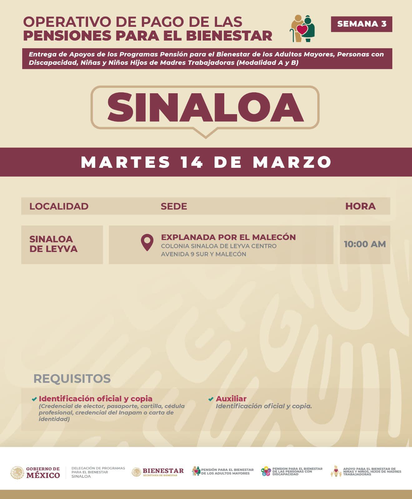 $!Pagan pensiones del Bienestar a los adultos mayores en Sinaloa este martes