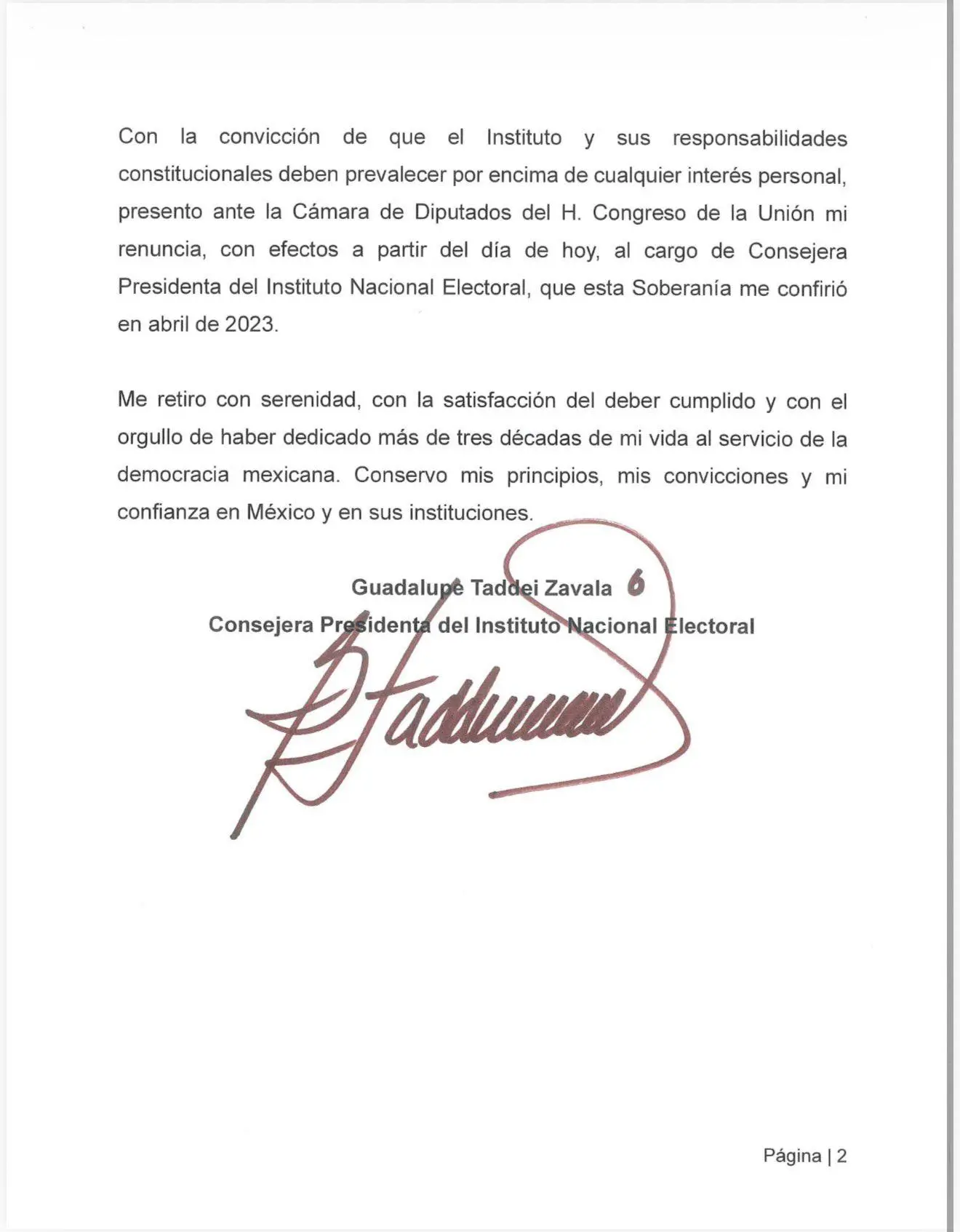 $!Taddei presenta su renuncia a la presidencia del INE ante Diputados