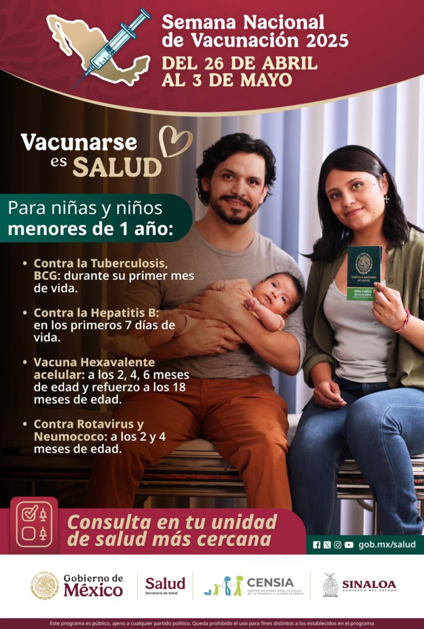$!Salud Sinaloa invita a participar en la Semana Nacional de Vacunación 2025