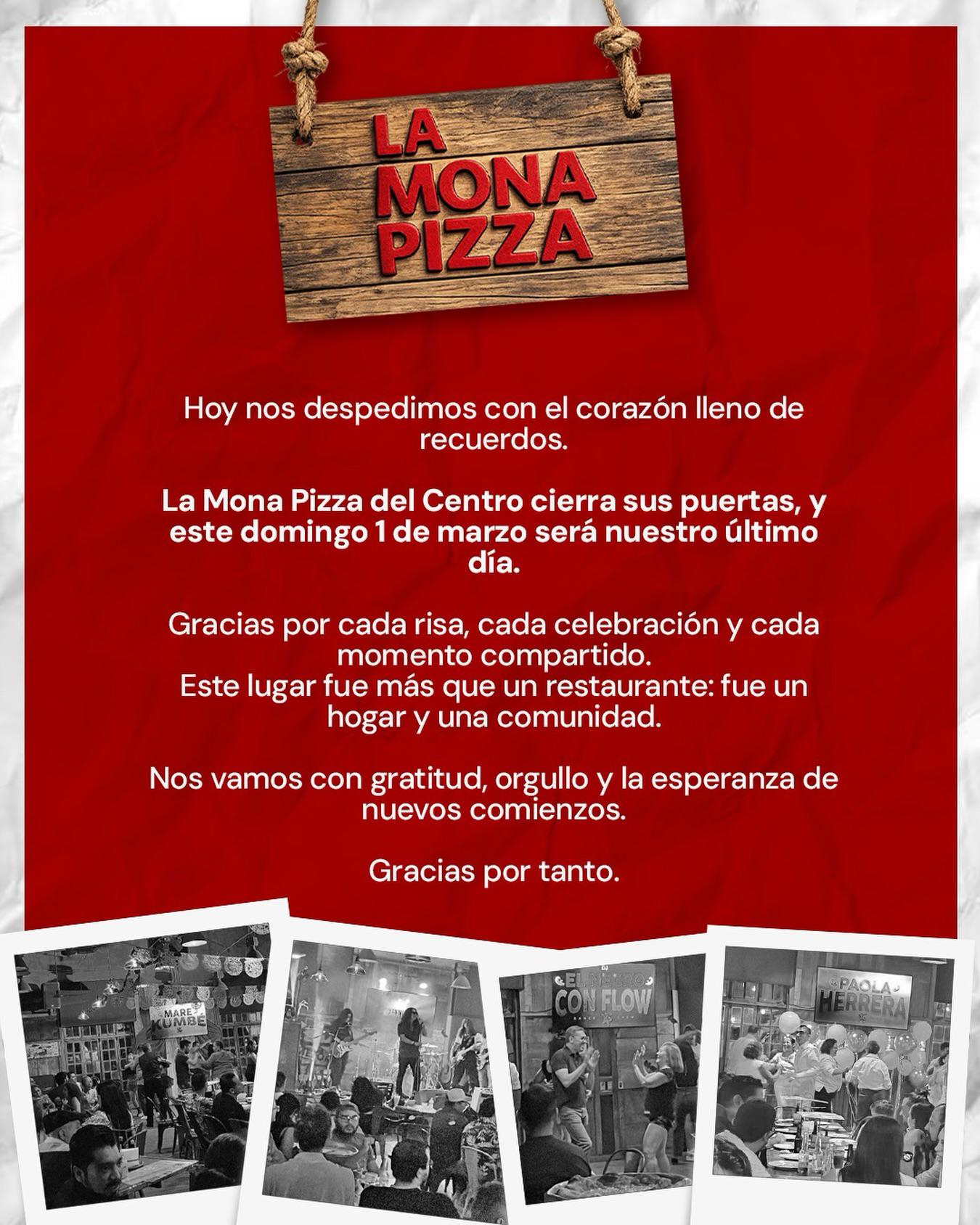 $!Por situación de violencia en Mazatlán, se despide La Mona Pizza