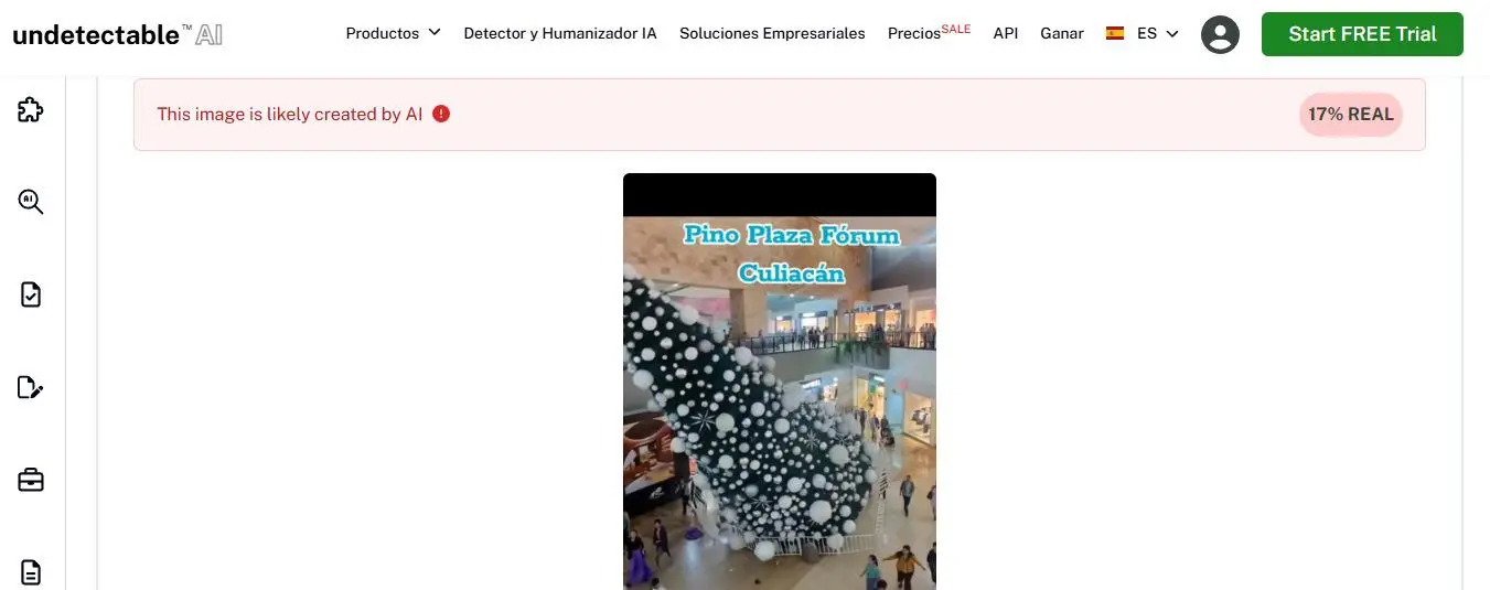 $!Circula video falso de un pino navideño en Plaza Fórum Culiacán; detector de IA confirma alteración