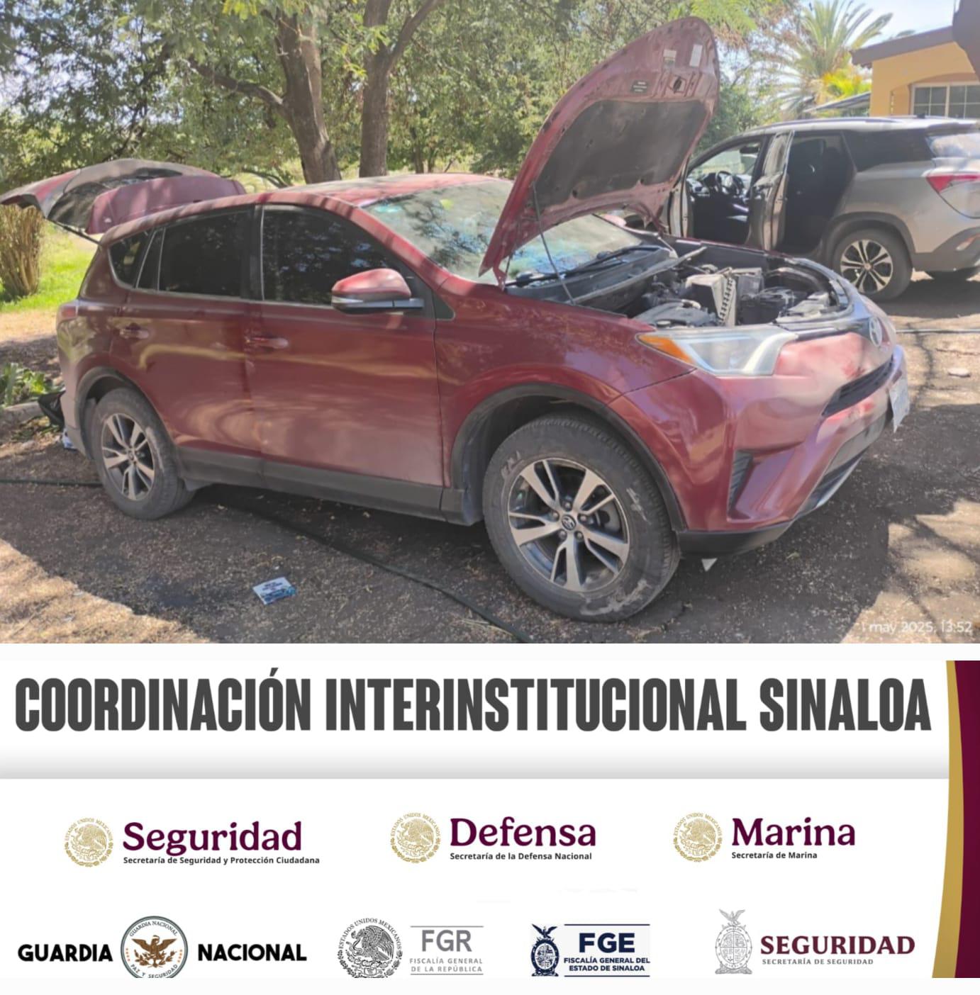 $!Recuperan 3 vehículos robados y aseguran armamento en Costa Rica, Culiacán