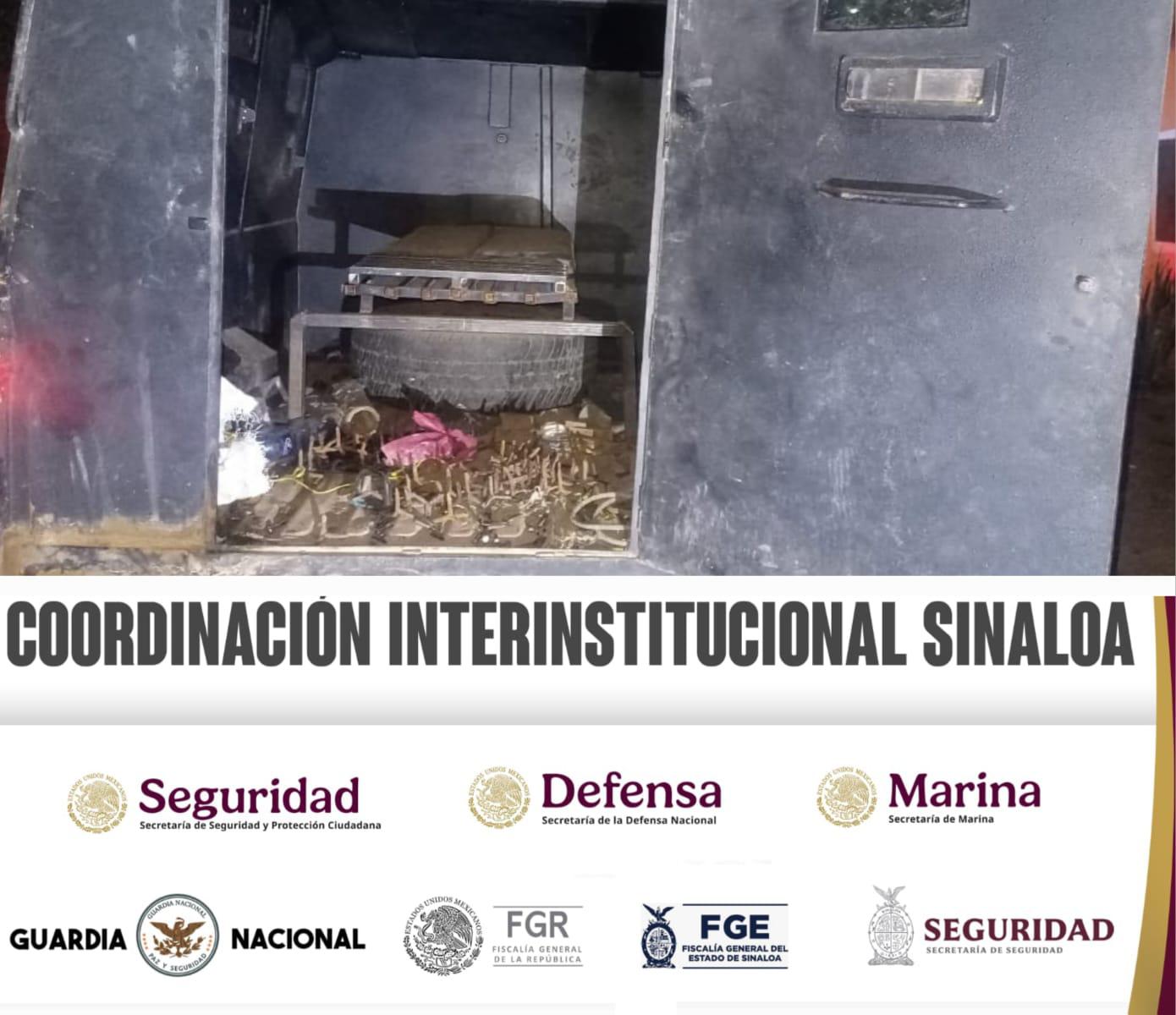 $!Aseguran 5 vehículos robados y municiones en Concordia, uno con blindaje artesanal