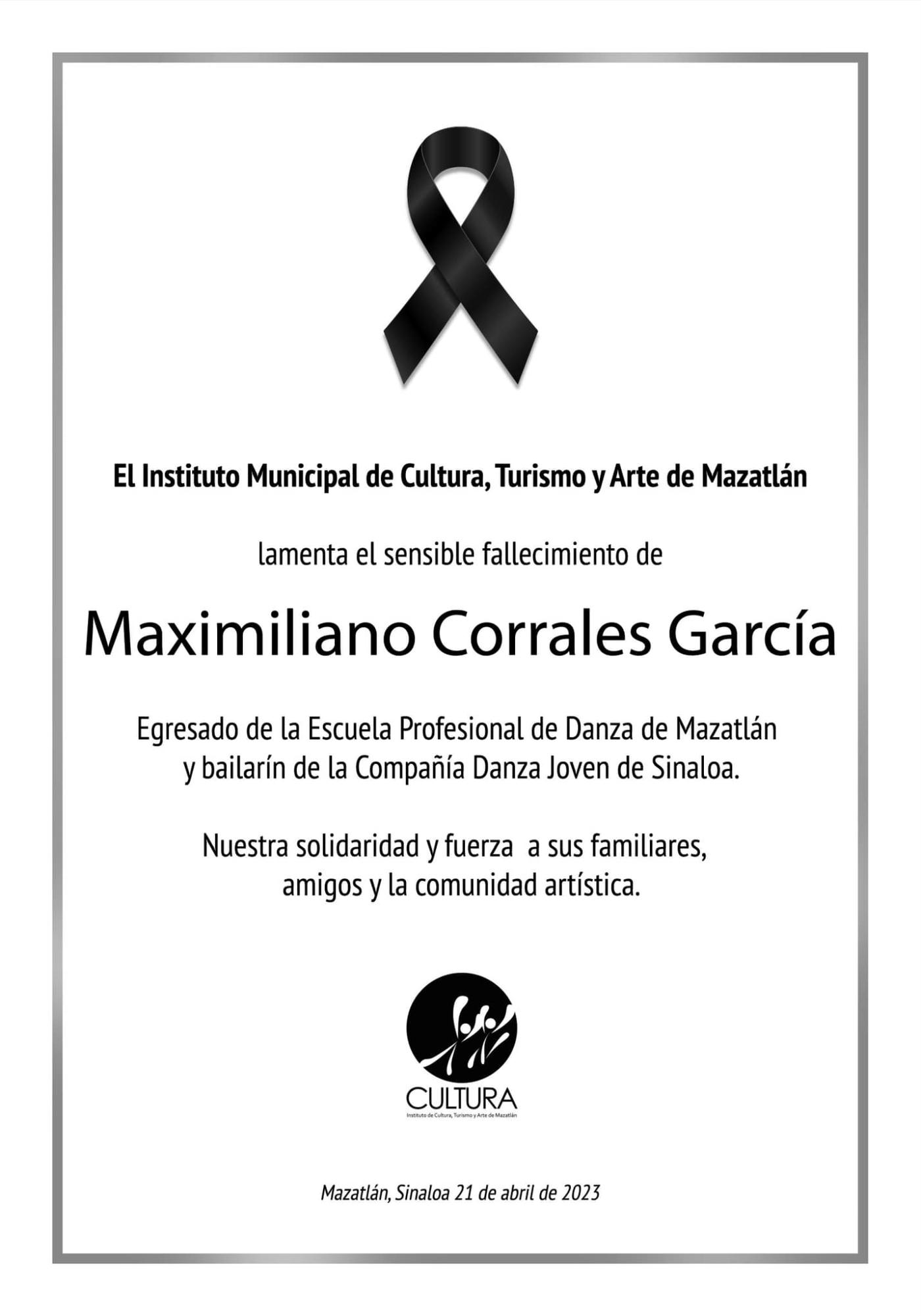 $!Lamentan deceso del bailarín y coreógrafo Maximiliano Corrales García