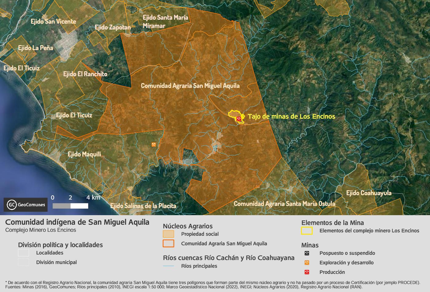 $!El complejo minero Los Encinos se localiza dentro del territorio de la comunidad indígena de San Miguel Aquila.