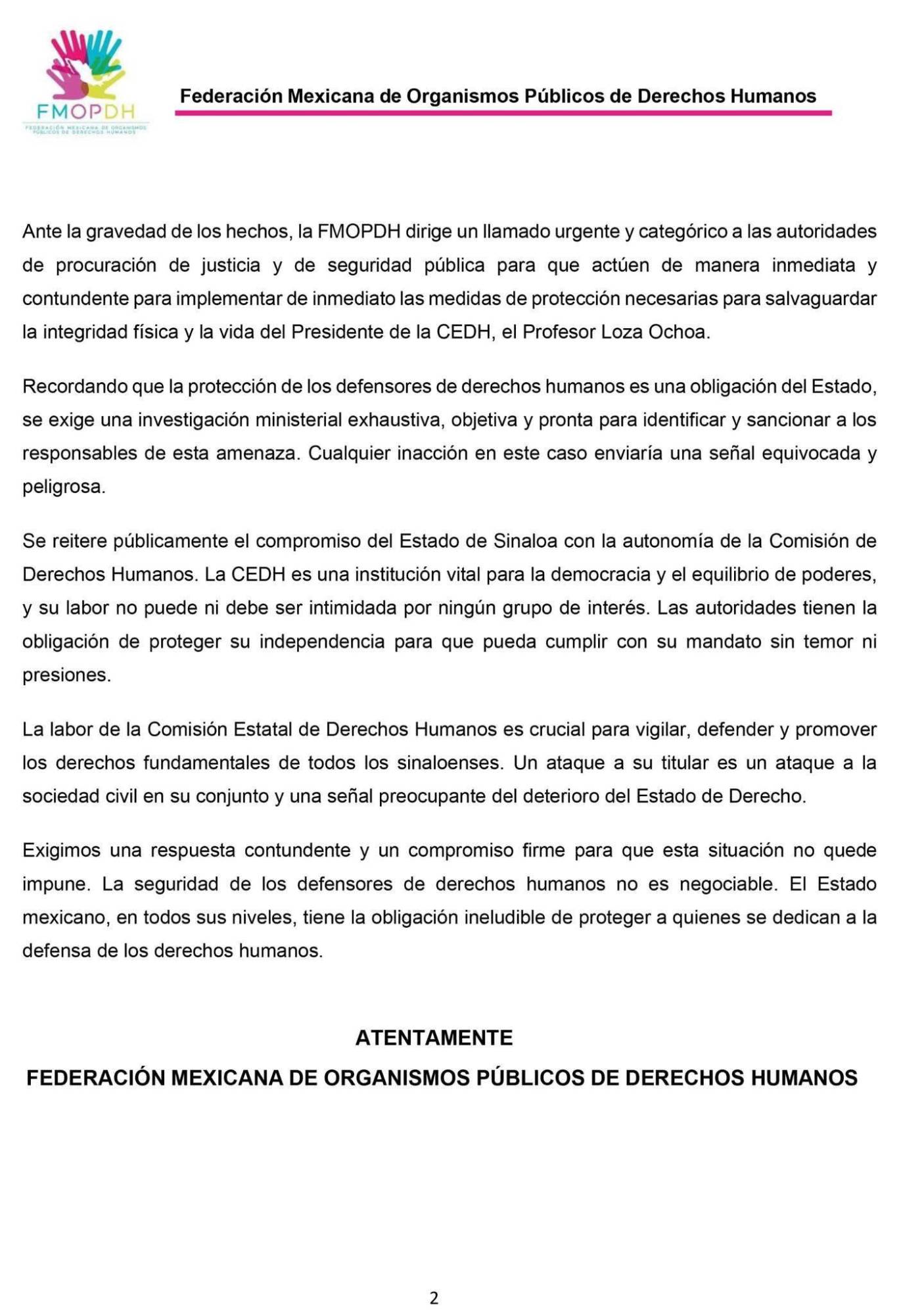 $!Condenan organismos de derechos humanos amenaza contra presidente de la CEDH Sinaloa