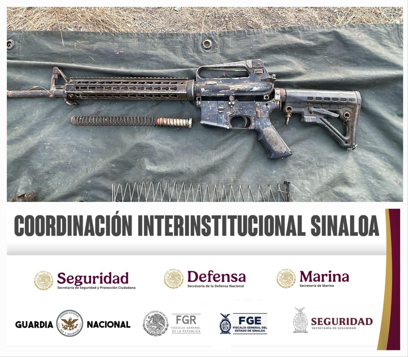 $!Aseguran un fusil, municiones y droga en San Marcos, en Mazatlán