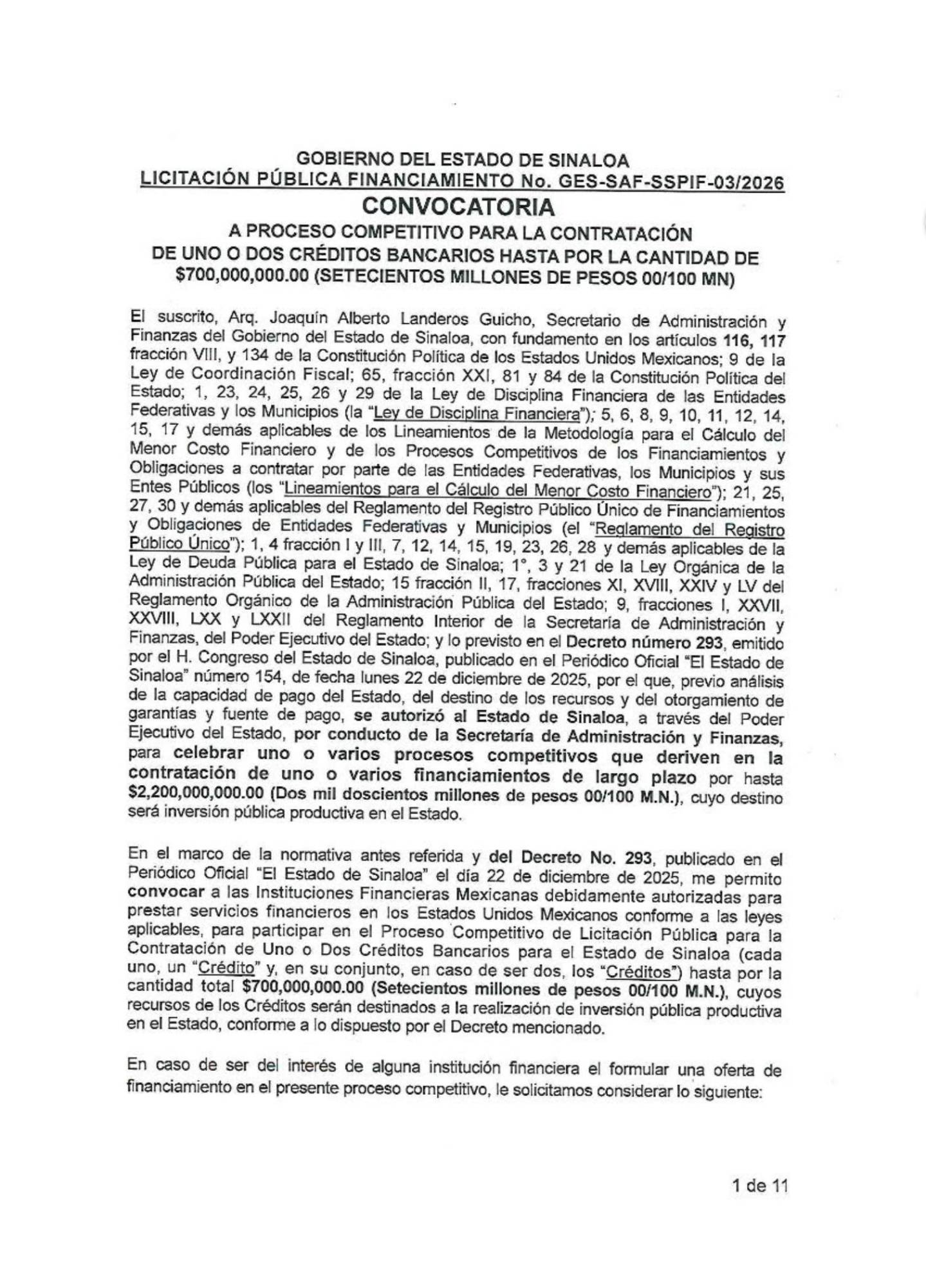 $!Sinaloa suma $5,600 millones en créditos en 17 meses y busca contratar otros $700 millones